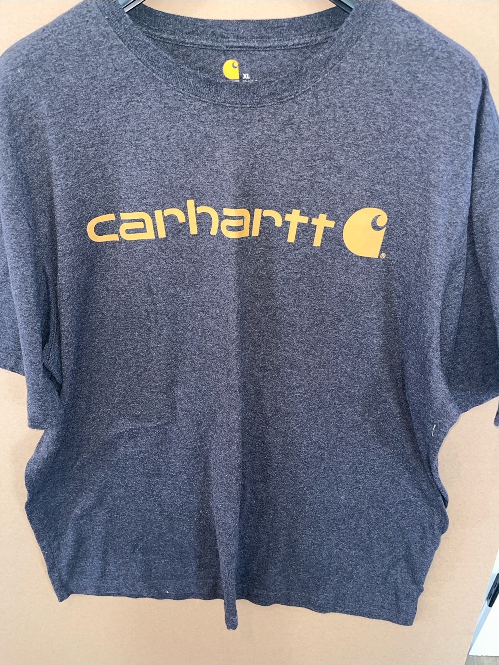 Carhartt Original Fit T Shirt Mens XL Gray Yellow Logo Workwear Great